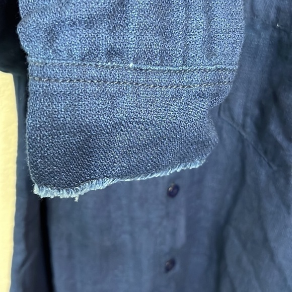 Free People X Sandrine Rose Denim Long Sleeve Mandarin Collar Top Size XS - Picture 7 of 11